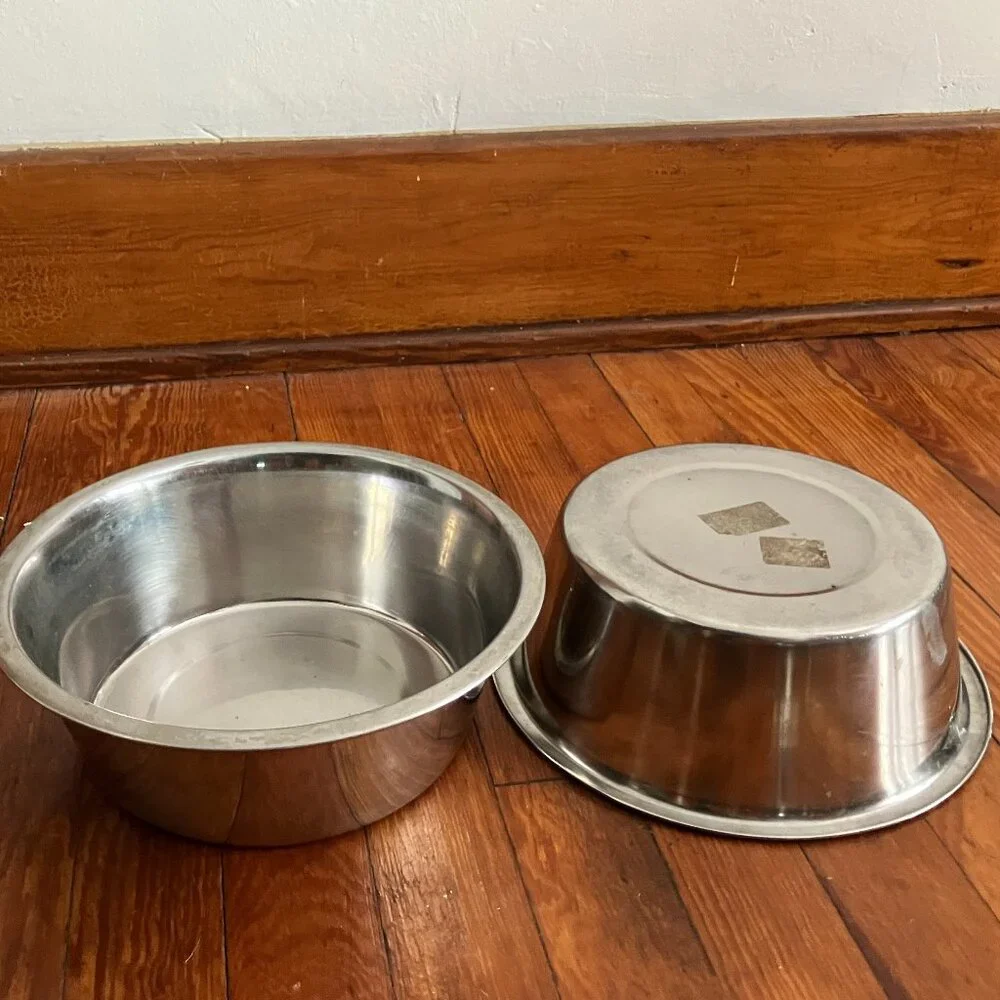 Set of 2 Nesting Stainless Steel Dog Bowls 3 Quart 12 Cup Large Breed